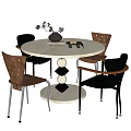 Middle style dining table and chair combination 3d model