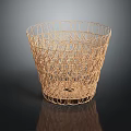 Light Brown Rattan Woven Basket With Openwork Design For Home Storage