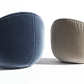 Navy Blue and Beige Velvet Round Bean Bag Chair for Modern Living Room