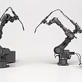 Intelligent Industrial Robotic Arms With Gray Body Cables And Stable Base On White Background