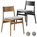 Modern Dining Chairs With Light Wood And Black Frame And Gray Fabric Seat