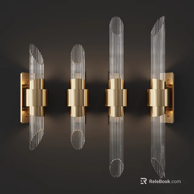 Modern Brass Wall Lamps With Transparent Glass Tubes And Sleek Contemporary Design 3d model 
