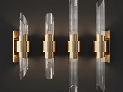 Modern Brass Wall Lamps With Transparent Glass Tubes And Sleek Contemporary Design 3d model