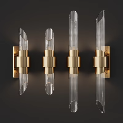 Modern Brass Wall Lamps With Transparent Glass Tubes And Sleek Contemporary Design 3d model