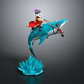 Blue Shark Leaping Out Of Water With Turquoise Splash And Energetic Marine Action