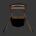 Traditional Wooden Boat With Black And Red Canopies Red Lanterns Wooden Railings And Oar