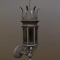 Classical Metal Wall Lamp With Ornate Decorative Details And Columnar Structure