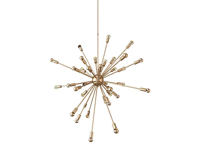 Elegant Golden Starburst Chandelier With Multiple Decorative Arms For Modern Home Decor 3d model