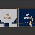 Skoll Branded Public Seating With Wooden Frame And Blue Canopy Design