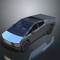 Futuristic Silver Electric Pickup Truck With Black Roof And Sleek Design