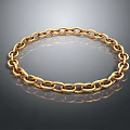Golden Metallic Chain Necklace With Shiny Polished Links And Reflective Surface