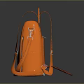 Stylish Orange Leather Backpack With Structured Silhouette Double Straps And Metal Hardware Accents