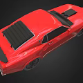 Red Vintage Sports Car With Black Hood Scoop And Modern Black Wheels Design
