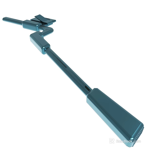 Blue Long Curved Tool Structure With Segmented Parts And Smooth Finish 3d model 
