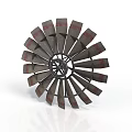 Metallic Turbine Component With Radial Blades Red Stripes And Central Hub Structure