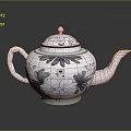 Ceramic Teapot Sculpture Carving With Blue And White Floral Patterns Lid Spout Handle