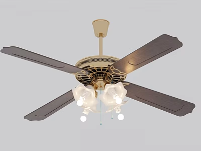 Modern Ceiling Fan With Light Fixture Black Blades And Golden Accents Design 3d model