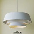 Modern Layered White Chandelier With Round Fabric Shades For Interior Ceiling Design