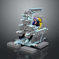 Space Exploration Astronaut Cockpit Design with Mechanical Structure and Seated Person 3d model