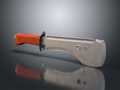 Heavy Duty Metal Utility Tool With Orange Handle And Serrated Edge 3d model