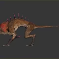 3D Fantasy Monster Character With Red Spiky Hair Back Spikes And Sharp Claws