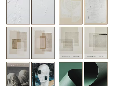 Modern Abstract Art Prints Featuring Geometric Shapes And Portrait Designs 3d model