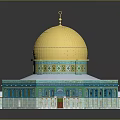 Golden Dome Building Featuring Blue Green Decorations And Intricate Patterns On Octagonal Base