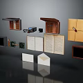 Vintage Decorative Ornament Set With Wooden Boxes Books Envelopes And Frames