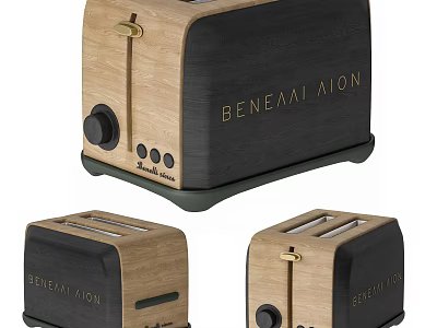 Stylish Wooden Black Toaster Kitchen Appliance With Modern Design For Home Use 3d model