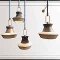 Multiple Modern Pendant Lights with Sleek Design Blue Hanging Cords and Neutral Tones 3d model