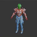 Futuristic Armored Character With Blue And Yellow Exoskeleton Armor Design In Sci Fi Style