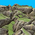 Scenic Garden Landscape With Rocky Formations Lush Green Vegetation And Natural Hills
