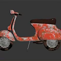Red Vintage Motorcycle with Distressed Paint Black Seat and Classic Retro Style