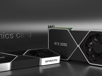 High Performance GeForce RTX 3090 Graphics Card With Cooling Fan Design 3d model