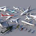 Various Commercial Airliner Models Displayed With Different Colors And Designs 3d model