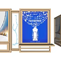 Modern Wooden Frame Billboard Display With Blue Tree Shaped Graphic Design