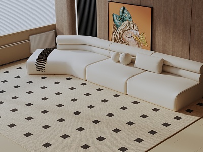 Modern three-seat sofa 3d model