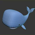Blue Cartoon Whale Character With 3D Rendered Tail And Flipper Details