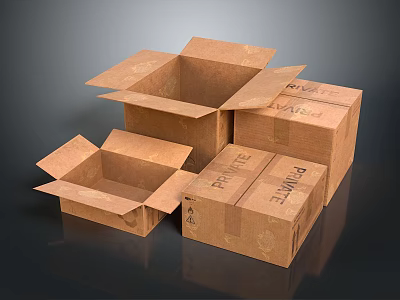 Various Sizes Durable Cardboard Storage Boxes For Fragile Household Items And Supplies 3d model