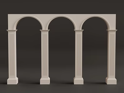 Classical Architectural Structure With Three Arches And Four White Columns 3d model