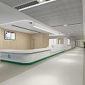Spacious Hospital Corridor With Nurse Station Information Screen And Wheelchair Accessible Design