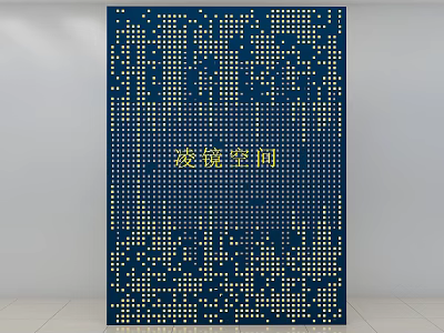 Blue Decorative Background Wall With Golden Dot Pattern And Modern Geometric Design 3d model