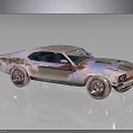 Vintage Rusty Muscle Car With Two Door Design Classic Wheels And Metallic Finish