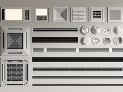 Different Types of Modern Air Conditioner Vents with Various Grille Designs 3d model