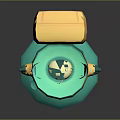 Cute Game Movie Character With Yellow Body Blue Head And Green Protrusions 3D Model Design