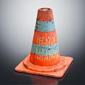 Orange And Blue Striped Traffic Cone With Graffiti Text Legalize Marijuana