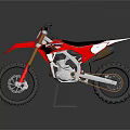 Red Dirt Bike Motorcycle On Display Stand With Black Wheels And White Accents