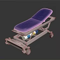 Adjustable Medical Transport Bed with Blue Mattress Pink Frame and Wheels for Hospital Patient Use