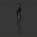 Catwoman In Black Bodysuit With Cat Ear Mask Arms Outstretched Against Gray Background