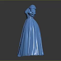 Elegant Blue Long Dress With Puffed Sleeves And Fitted Waist Design